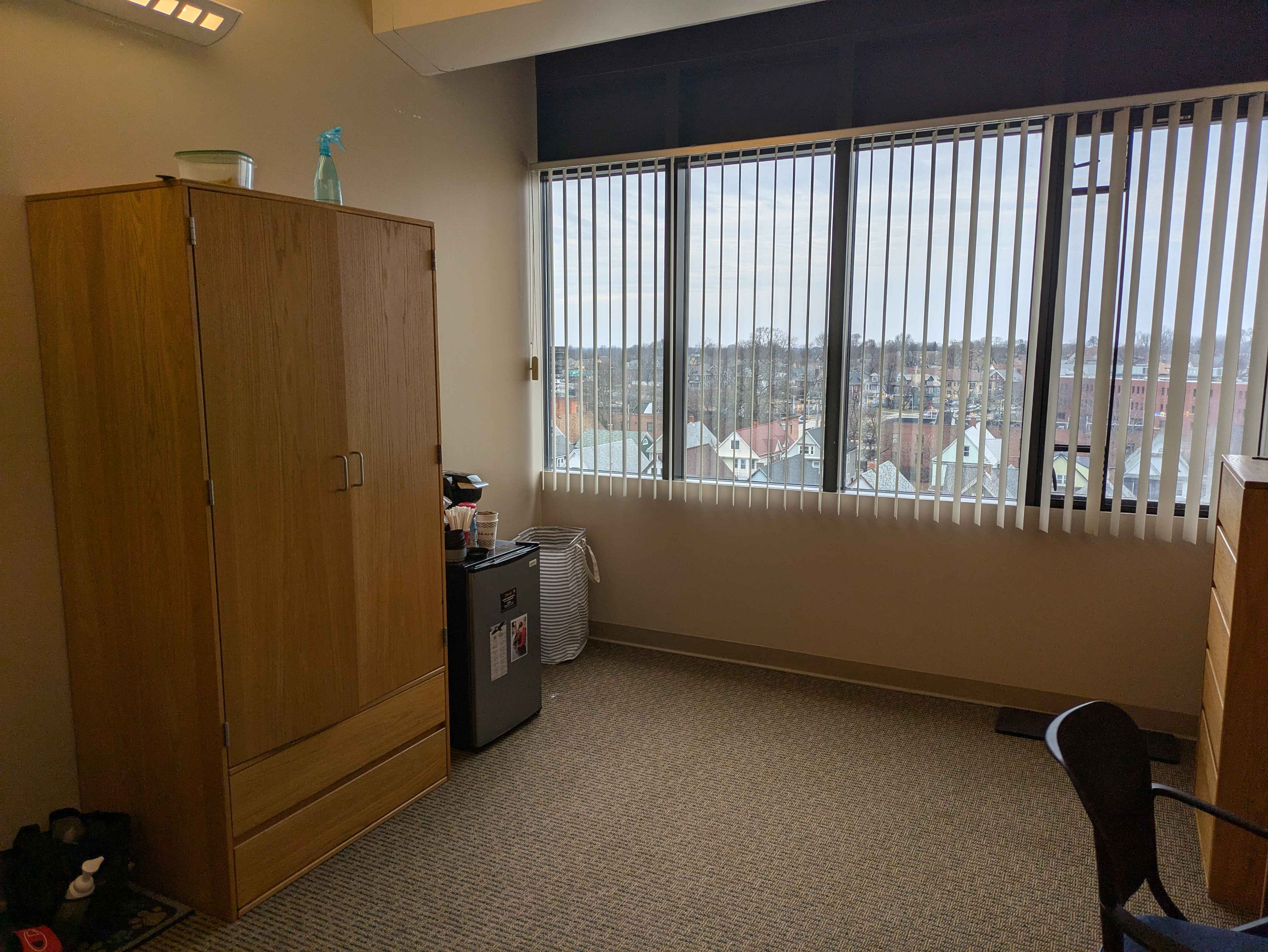 Photograph of the window and wardrobe in the real room